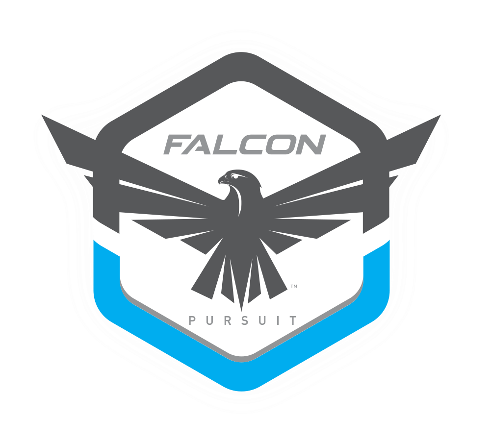 Falcon Pursuit logo on a helmet shield